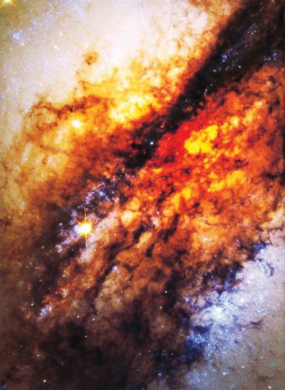 a dust cloud, Centaurus A and stars being formed (NASA)